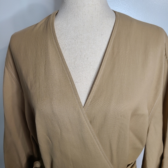 YUNE HO Tan  Isabella Collection Wrap Dress sz M - Picture 7 of 12